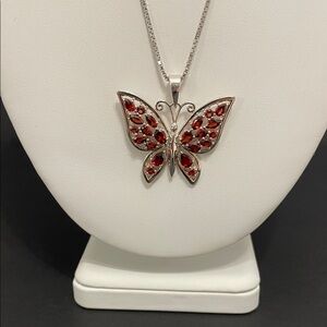 Himalayan Gems Garnet Butterfly Pendant with Chain